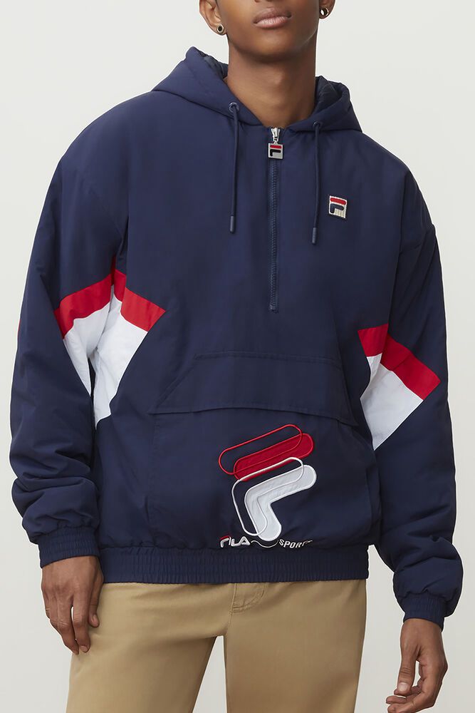 Fila Jacket Mens Navy Resso 1/4 Zip - Ireland 67204-QNZS